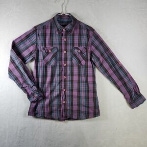 White Owl Clothing‎ Co Plaid Shirt Mens M Purple Button Down Long Sleeve Casual